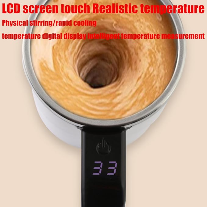 2026 New Electric Coffee Mug With a Built-In Lcd ThermometerUpgraded Automatic Magnetic Stirring Coffee MugMagnetic Self Stirring CupPerfect For Brewing Coffees Milk Cocoa Etc. (White)