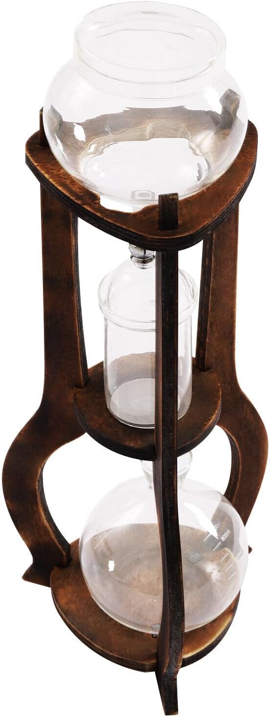 Cold Brew Drip Coffee Maker 600ml/20.29oz Capacity 6-8 cup Iced Coffee Cold Brew Drip Tower Coffee Maker Ice Coffee Machine for Home Office Coffee Shop Brown