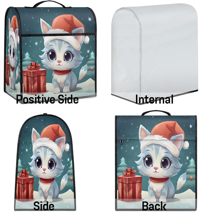 cfpolar Kitchen Aid Mixer Cover Compatible with 6-8 Quarts Christmas Hat Cute Cat Stand Mixer Cover Kitchen Aid Mixers Accessories Appliance Organizer Bag Dust Covers with Zipper Pocket