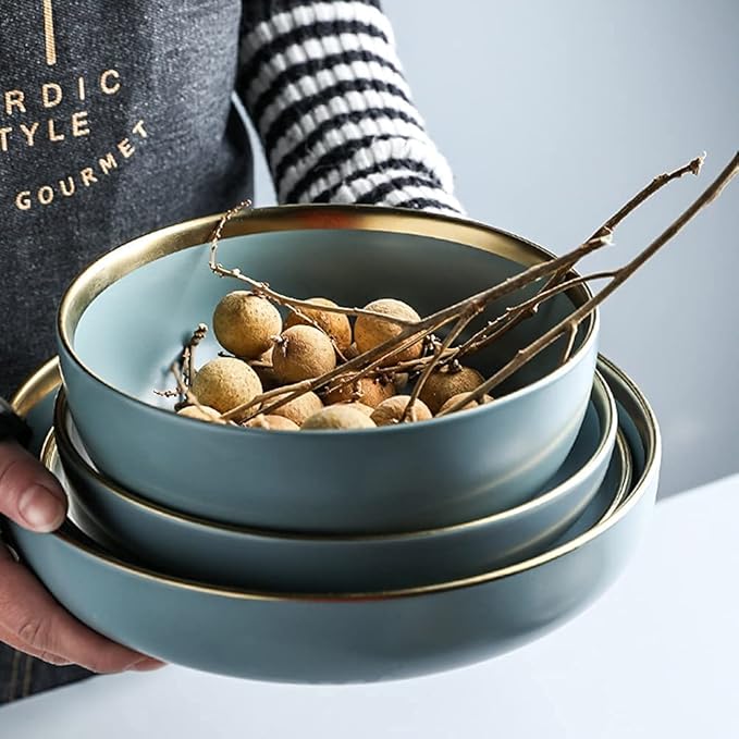 243241PCS Ceramic Dinnerware Set Nordic Dark Green Tableware Creative European Ceramic Tableware with Bowl Plate Service for 6810