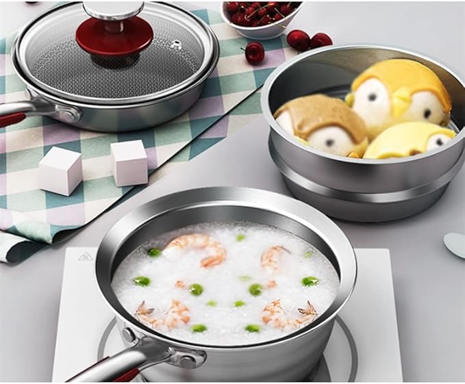 Cookware Set 16cm Breakfast Pot for Kitchen Frying Pan Milk Pan Stainless Steel Non Stick Cookware Set