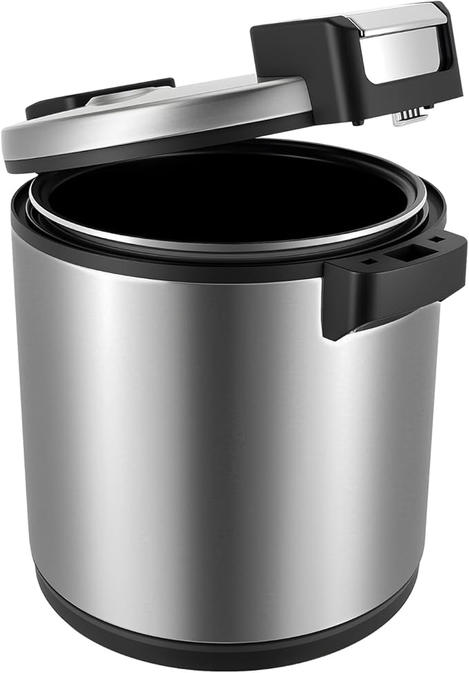 100 Cup Electric Rice Warmer with 2 Temp Settings (154°F-161°F) - Commercial Food Warmer for Rice Soup &amp Dishes | Stainless Steel + Aluminum Alloy Free Standing (Stainless Steel)