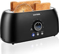 Toaster 4 SliceKOTIAN Retro Long Slot Toasters with Countdown TimerStainless Steel ToasterBagelDefrostReheatCancel FunctionsExtra Wide Slots6 Toast SettingsRemovable Crumbs TrayMatte black