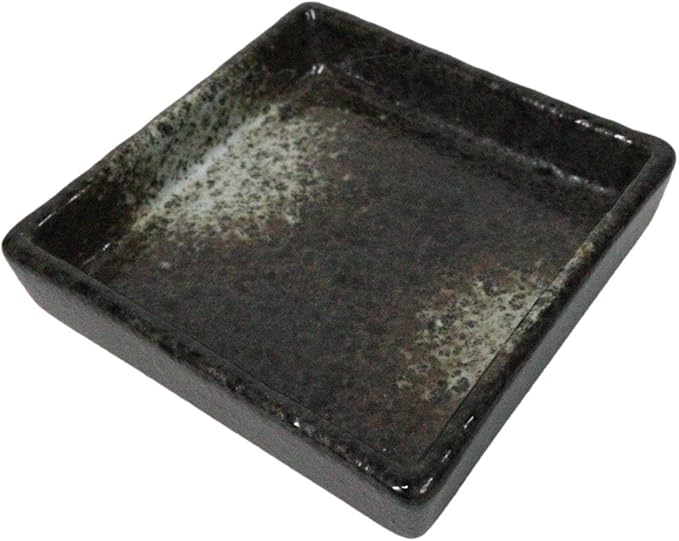 Ebros Gift Artistic Charcoal Grey Tone Hakumu Collection Dinnerware Serveware Kitchenware Set Asian Japanese Restaurant Supply (Pack Of 6 Square Condiment Sauce Dishes 2oz)