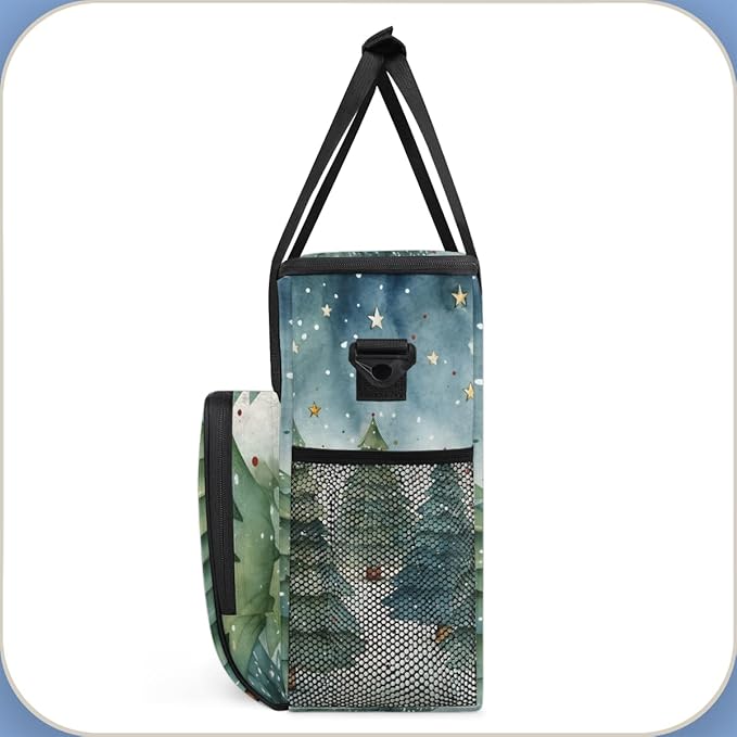 Oil Painting Christmas Tree Coffee Maker Carrying Bag Travel Storage Bag Compatible with K-Mini or K-Mini Plus Single Serve Coffee Brewer Carrying Case with Multiple Pockets &amp Shoulder Strap