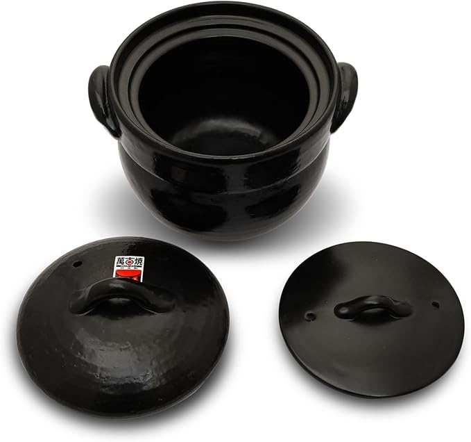 Banko Ware Earthenware Rice Cooker Donabe- Double-Lid Design for Fluffy Rice English manual included for cooking rice Even Heating &amp Enhanced Flavor Experience Made in Japan (1-2 Cups)