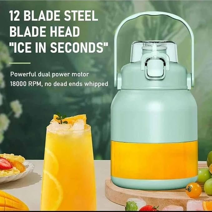 Electric Citrus Juicer 28 Oz with Straw &amp Two Lids High Capacity Rechargeable Wireless Blender Portable Mini Blender for Smoothies Shakes Food Prep &amp Frozen Blending (1Pcs)