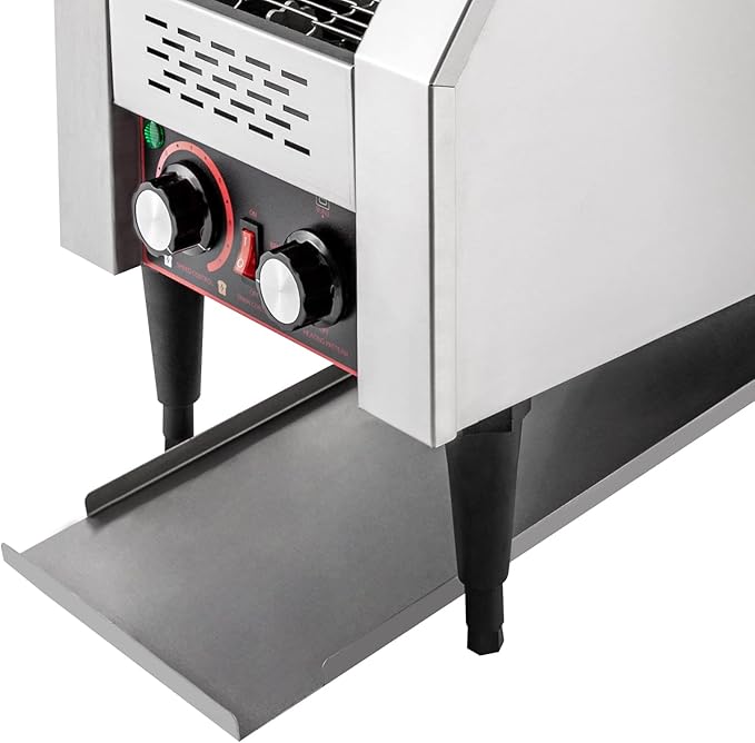 1300w Stainless Steel Conveyor Toaster 150 Slices/Hour Commercial Heavy Duty Conveyor T-oaster With Upper and Lower Three-Ring Heating Tubes 7 Levels Adjustable Restaurant Toaster Double Chutes