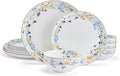 Mikasa Quinn Lightweight Bone China 12 Piece Dinnerware Plate Bowl Set Service for 4