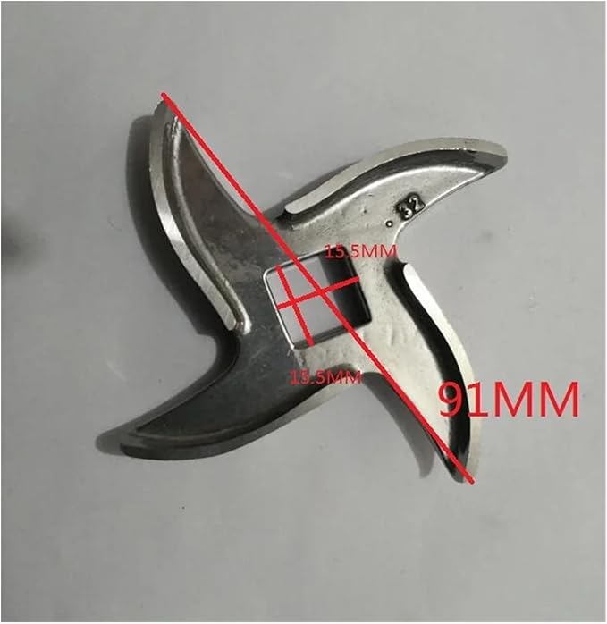 NO.32 Meat Grinder Parts Stainless Steel Cross Blade with Square Central Hole 15.5X15.5mm Meat Grinder Parts