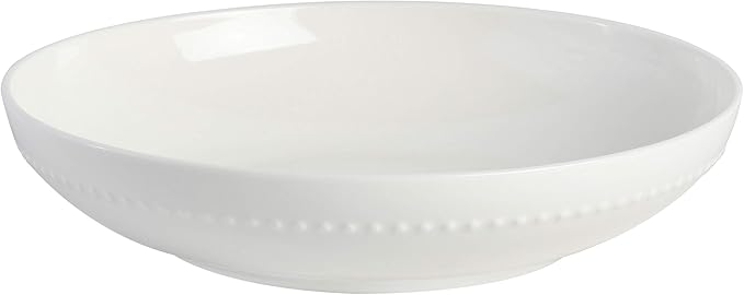 Gibson Elite Embossed Bone China 16-Piece Double Bowl Dinnerware Set Service for 4 – White Elegant Plates and Bowls