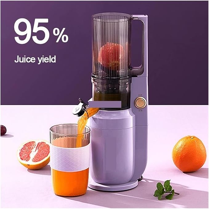 250W Electric Slow Juicer Portable Cold Press Juicer Extractor Fruit Vegetable Squeezer Filter-Free 220V (Purple)