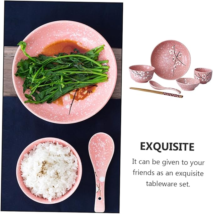 Japanese-style Tableware Set 12pc Ceramic Dinnerware Floral Kit Service Set Home Tableware