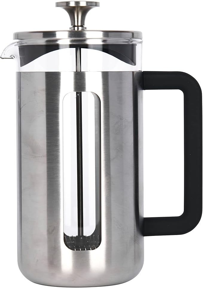 La Cafetière Pisa Brushed Stainless Steel Cafetière Eight Cup Silver Gift Boxed