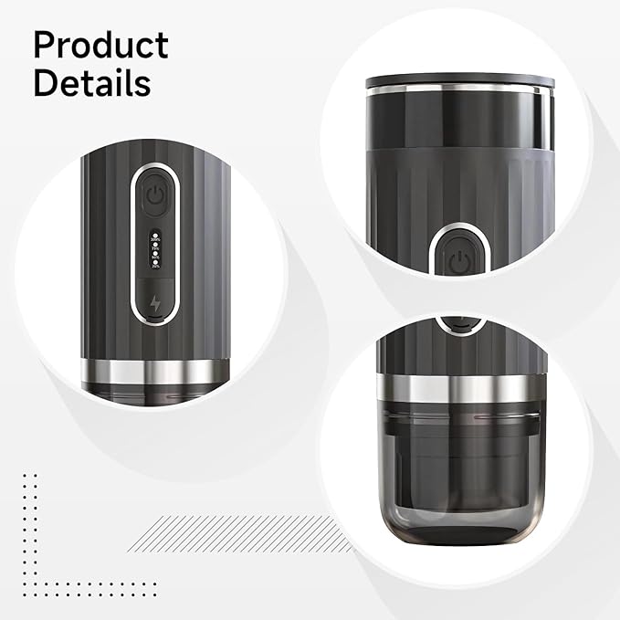Wireless Machine Mini Portable Coffee Maker K Cup Compatible 60 Oz / 170 Ml Water Tank Ideal for Travel Car Electric Vehicle Use Black
