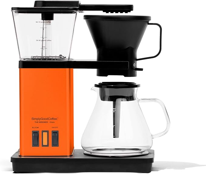 SimplyGoodCoffee Coffee Maker/Coffee Machine. 8 Cup Automatic Drip Pour Over Coffee Brewer With Vinyl Wrap Custom Kit. Easy To Use Gold Cup Standard. Orange