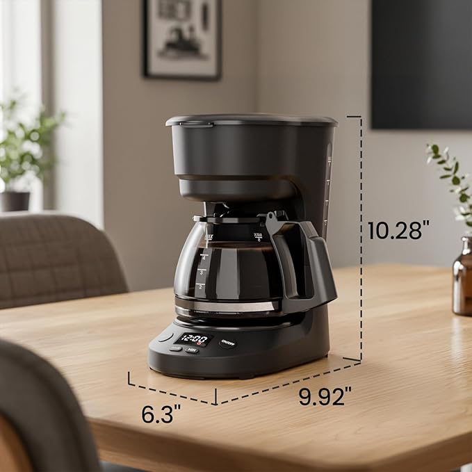 Kismile Compact Drip Coffee Maker Anti-Drip System Timer Removable Funnel &amp Auto Shut-Off Anti-Dry Protection Perfect Small Coffee Machine for Home &amp Office (Black)