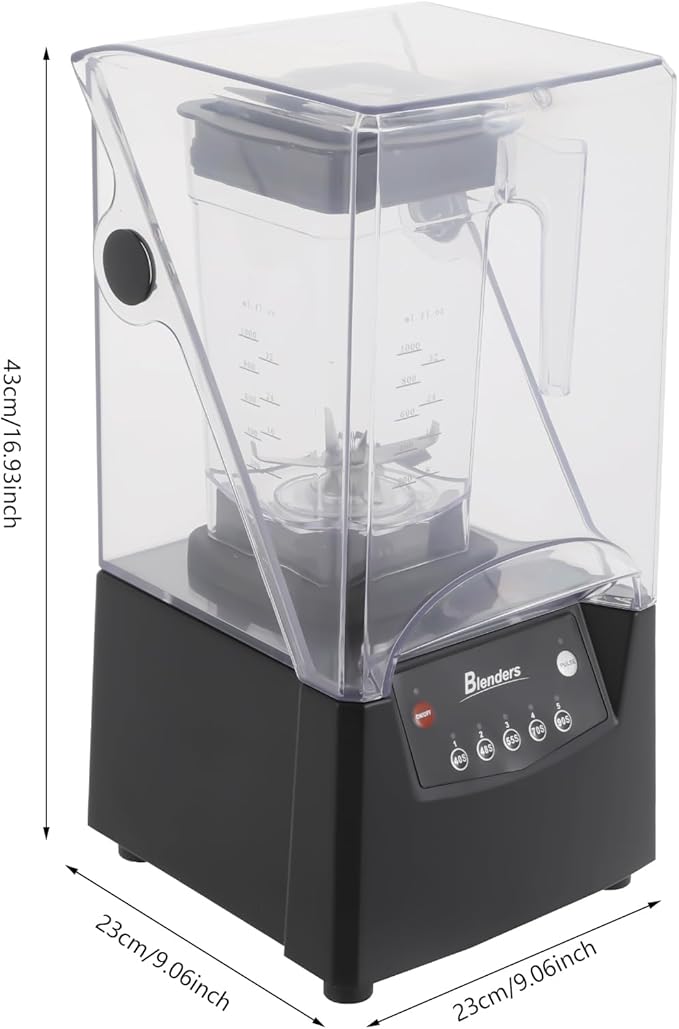 1.8L Soundproof Smoothie Machine 2600W Commercial Smoothie Maker Professional Countertop Blender with Quiet Sound Enclosure for Shakes Fruit Food Mixer Soy Milk Juicer Processor