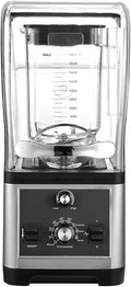Commercial Blender 60oz Soundproof Quiet Smoothie Blender 1800w High Power with Removable Shield Rotary Control Professional for Shakes Ice Juices Tea with Milk