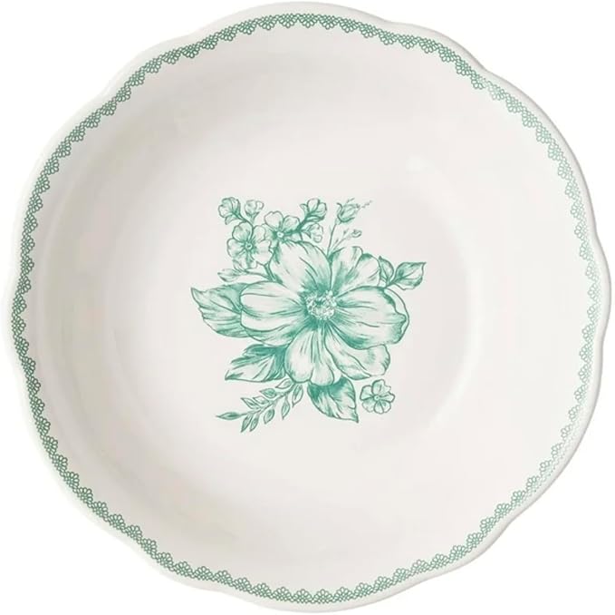 Vintage Inspired Agatha 12-Piece Stoneware Dinnerware Set Green