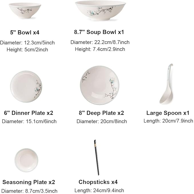 Elegant Bone China Dinnerware Set Service for 4/6/8 People Porcelain Dinnerware Sets Ceramic Dinner Sets with Dishes/Plate/Bowl Lead-Free Tableware Dishwasher &amp Microwave Sa16 Pcs