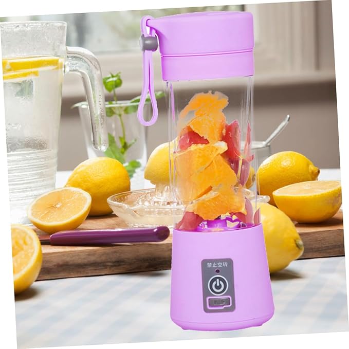 NUOBESTY Portable Mini Electric Juicer USB Rechargeable Fruit Mixer with Stainless Steel Vanes Easy-clean Compact Blender for Travel and Home Use Purple