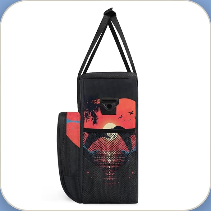 Sunset Dolphin Coffee Maker Carrying Bag Coconut tree Travel Storage Bag Compatible with K-Mini or K-Mini Plus Single Serve Coffee Brewer Carrying Case with Multiple Pockets &amp Shoulder Strap