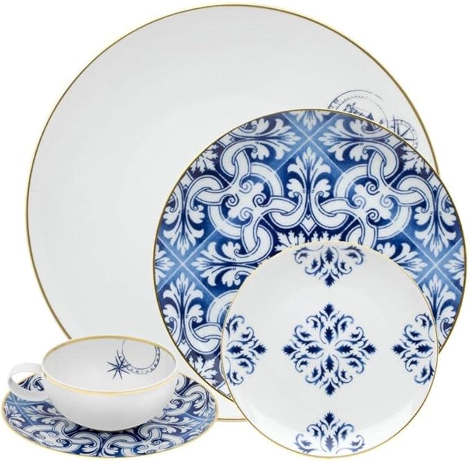 Vista Alegre Porcelain Transatlantica 5 Piece Dinnerware Set