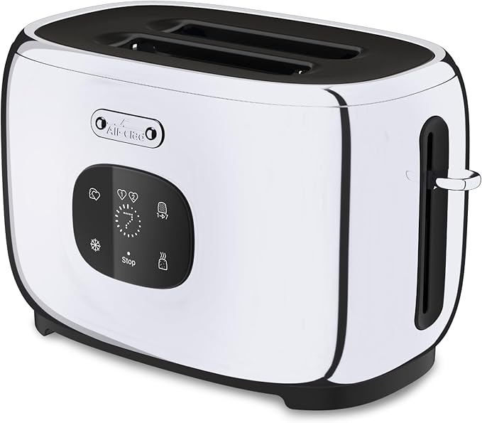 All-Clad Stainless Steel Toaster 2 Slot Removable Crumb Tray 850 Watts 7 Browning Levels Intuitive Touchscreen Extra High Lift Silver