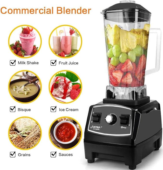 Xuthusman 3HP 2 Liter Professional Milkshake &amp Fresh Juice Blender - Heavy Duty Commercial Power Blender - Smoothie Mixer - 2200W - Black