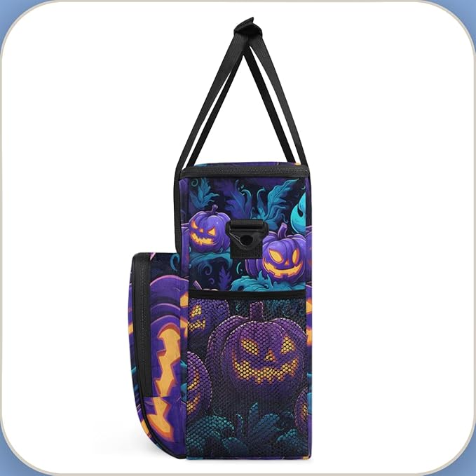 Gothic Halloween Pumpkins Coffee Maker Carrying Bag Travel Storage Bag Compatible with K-Mini or K-Mini Plus Single Serve Coffee Brewer Carrying Case with Multiple Pockets &amp Shoulder Strap