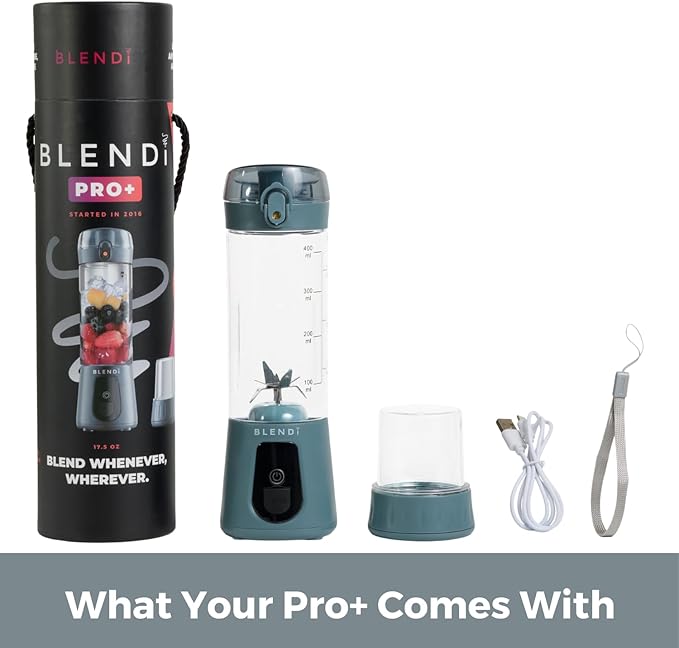 BLENDi Pro+ Portable Blender (New 2025 Model 17.5oz Gray) – Upgraded Ice Crushing 120W Motor USB-C Rechargeable Cordless Personal Blender for Smoothies &amp Shakes – BPA-FreeTravel-Friendly