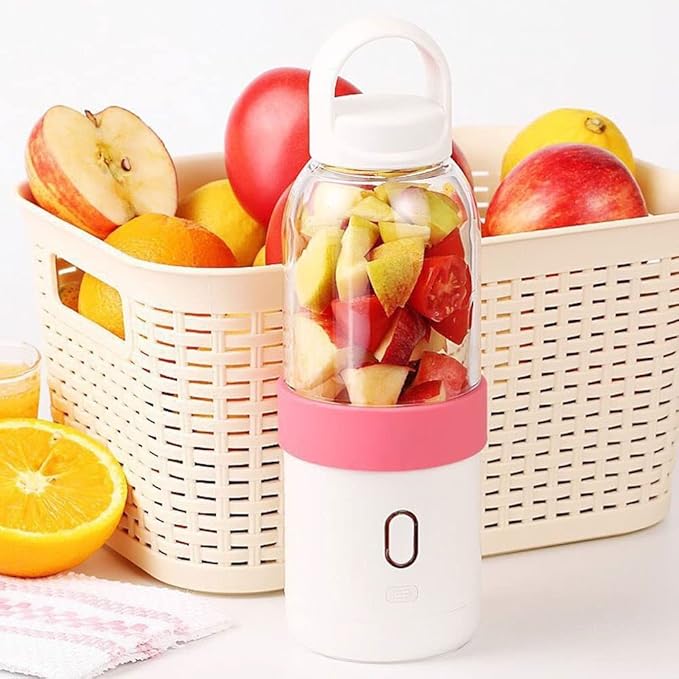 Portable Blender for Shakes and Smoothies Personal Blender with USB Rechargeable 6-Piece-Blade BPA Free for Travel Office and Sports (Color : Pink)