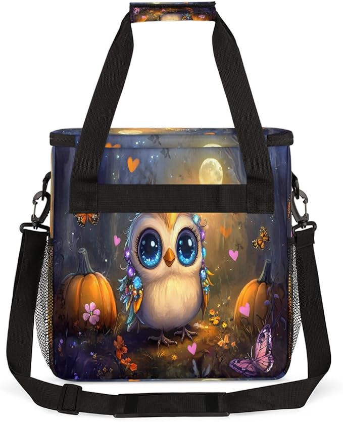 Cartoon Owl Pumpkin Butterfly Coffee Maker Carring Bag Travel Carrying Storage Tote Bag Compatible with Keurig K-Mini or K-Mini Plus Portable Single Serve Coffee Brewer Case with Pockets