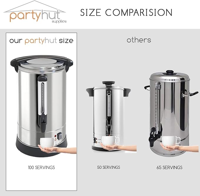 100-Cup XL Commercial Coffee Urn | Stainless Steel Coffee Maker Hot Beverage Dispenser for Catering &amp Events | Extra Large Commercial Size Coffee Brewer Broiler