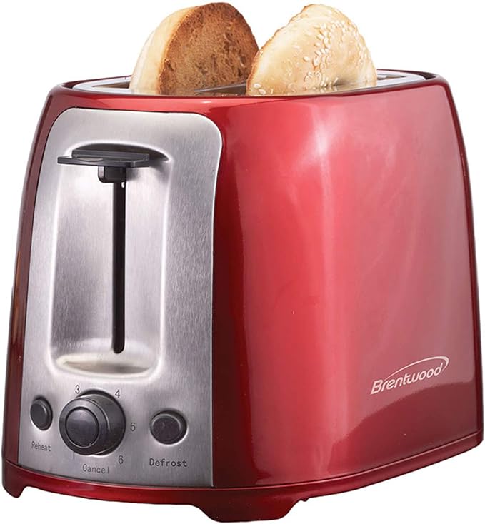 Brentwood TS-292R Cool Touch 2-Slice Extra Wide Slot Toaster Red