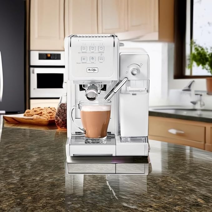 Mr. Coffee One-Touch CoffeeHouse - Espresso Cappuccino and Latte Maker with Easy Serving Espresso (ESE) Pod compatibility - White
