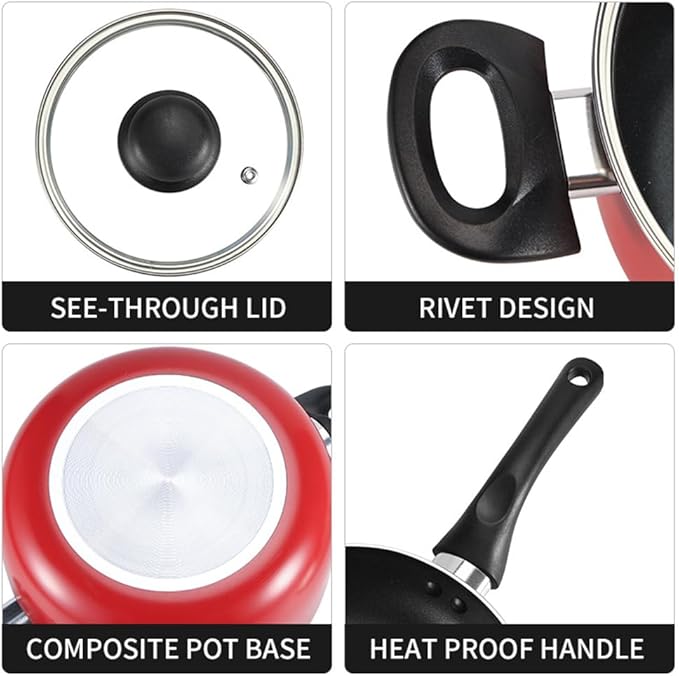 Nonstick Cookware Set 8-Piece Kitchen Pots and Pans Set Dishwasher &amp Oven Safe Induction Ready &amp Evenly Heats includes Frying Pans Sauce Pans and Stock Pot with Lids