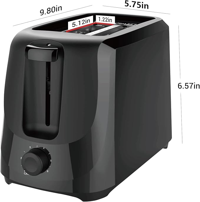 IT'S BRAZILIAN Mainstays 2-Slice Toaster with 6 Shade Settings and Removable Crumb Tray Black
