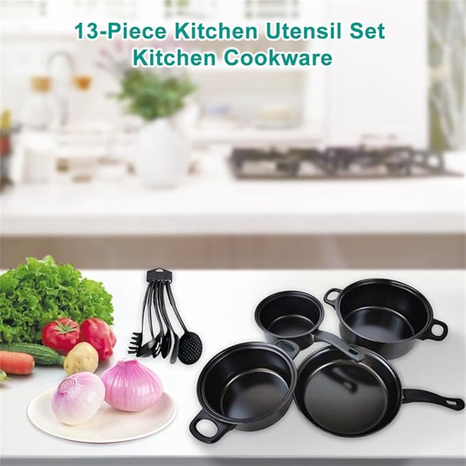 Non Stick Pots and Pans Set 13 Pieces Kitchen Utensil Set Kitchen Cookware Gifts213 Pc-4-13 pc
