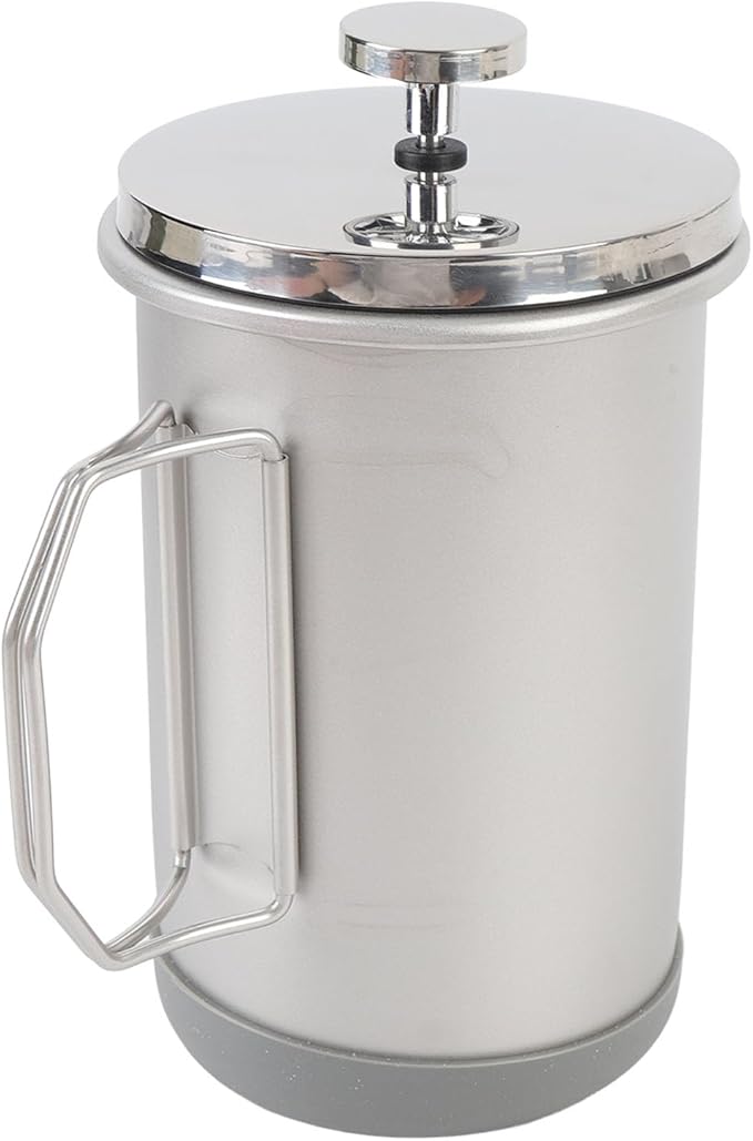Stylish 304 Stainless Steel French Press Coffee Maker 1000ml Portable Hand Brewed Coffee Press Pot for Camping Simple Maintenance and Versatile Use (Silver)