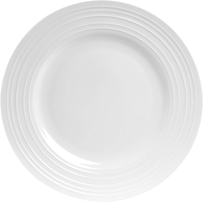 Stone lain Bone China Round Swirl Design 32 Piece Dinnerware Set White