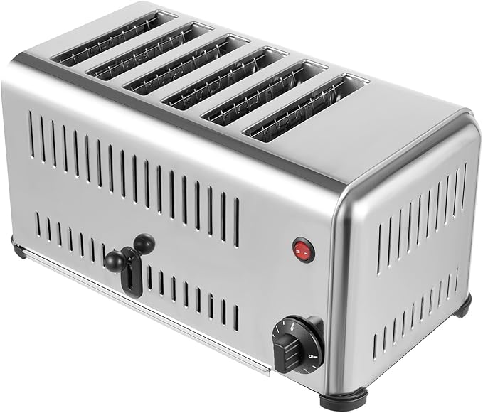 6 Slice 1.1In Slot Toaster Household 2 Modes Wave Heating Wires Toaster 1680W 1-5mins Range Commercial Bread Baking Machine for Toast Sandwiches Meatloaf
