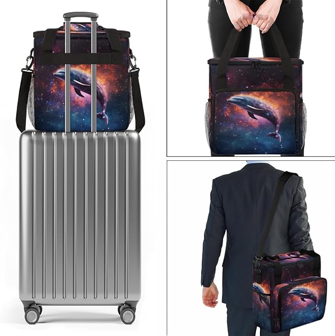 Dolphin Coffee Maker Carrying Bag Starry sky Portable Travel Storage Tote Bag Compatible with K-Mini or K-Mini Plus Single Serve Coffee Brewer Carrying Case with Multiple Pockets &amp Shoulder Stra