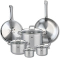 ELO 9510450 6-Piece Cookware Set 2 Frying Pans 28 and 32 cm and 4 Saucepans 12 14 20 and 26 cm Elo Profi Citrine Stainless Steel Induction