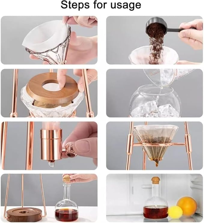 Creative Siphon Coffee Machine Comfortable Espresso Drip Coffee Maker Luxury Cold Brew Coffee Maker with Stainless Steel Stand.