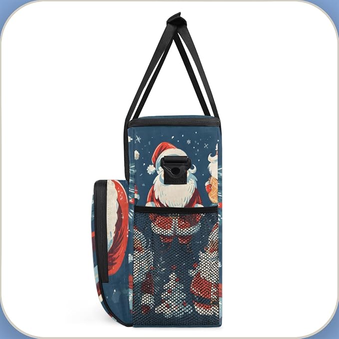 Xmas Santa Claus Coffee Maker Carrying Bag Colorful Santa Claus Travel Storage Bag Compatible with K-Mini or K-Mini Plus Single Serve Coffee Brewer Carrying Case with Pockets &amp Shoulder Strap