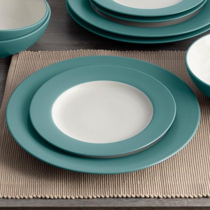 Noritake Colorwave Turquoise 16-Piece Rim Dinnerware Set Service For 4