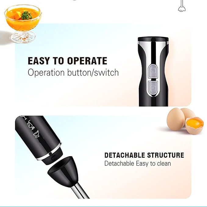 Electric Food Blender 1000W Cordless Immersion Mixer with Anti-slip Handle 2 Gear Speed Adjustable and Removable Blade Quickly Stir and Easy To Cleaning for Shakes Smoothies Puree Soups