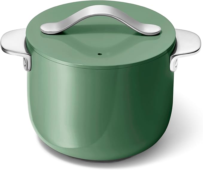 Caraway Petite Cooker - 2 Qt Ceramic Coated Pot - Free From Forever Chemicals - Perfect for Rice Grains or Sauces - Sage